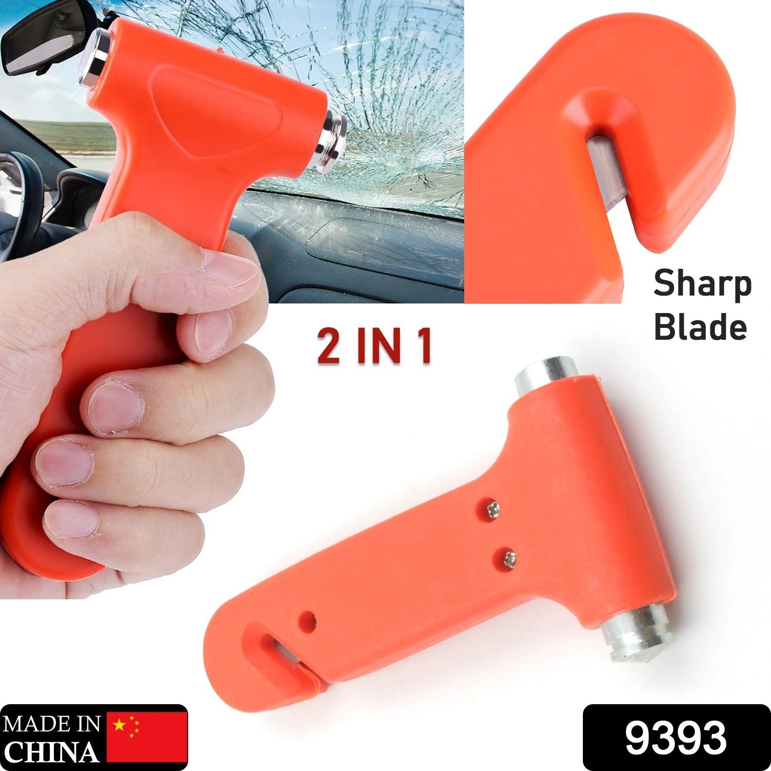 9393 Car Safety Hammeremergency And Rescue Toolcar Window Breaker And Seatbelt Cuttersafety Hammer Emergency Rescue Toolcar Window Breaking Seat Belt Cutter (1 Pc) - 69KART