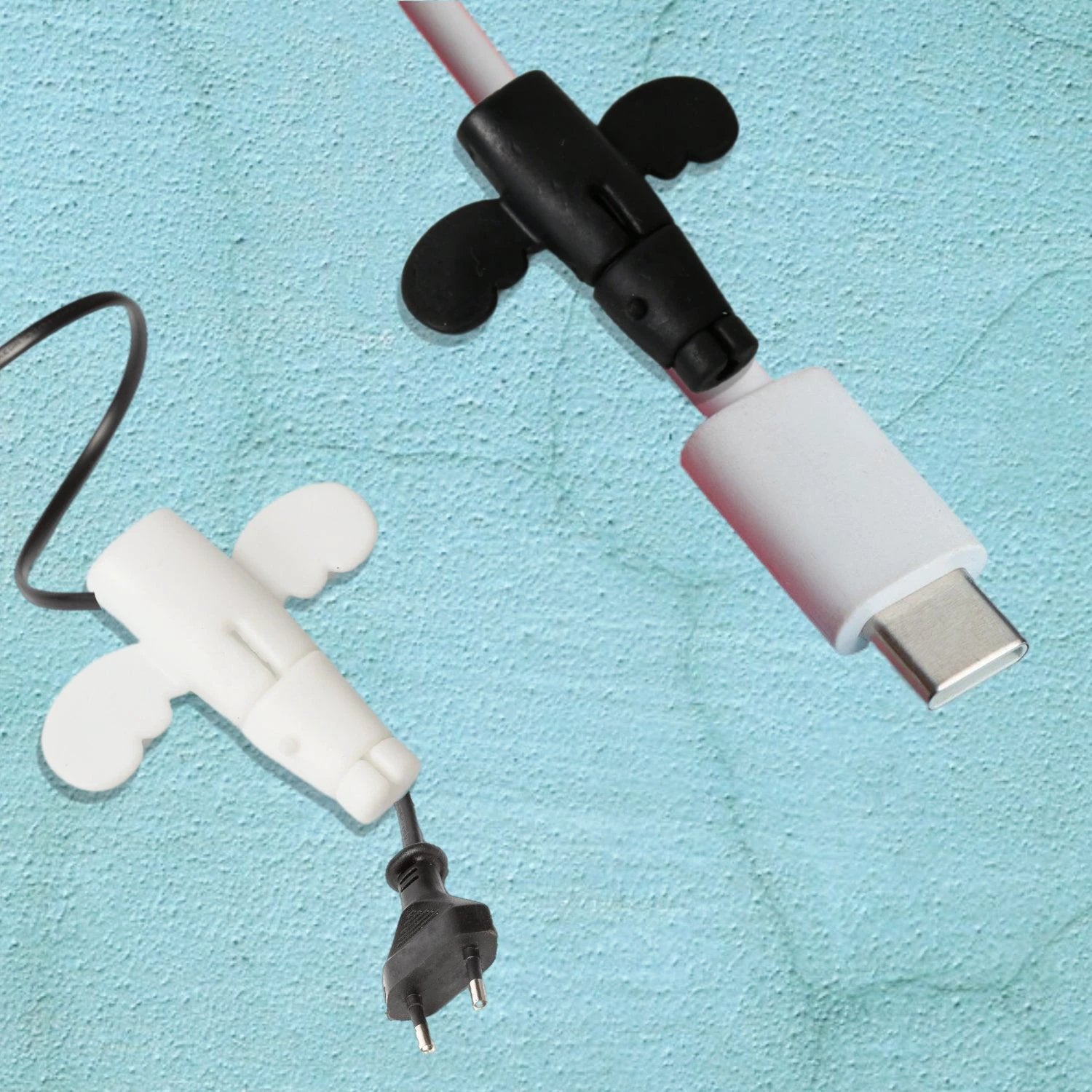 Silicone Data Cable Protector Angel Data Cable Protective Cover 2 In 1 Mobile Phone Cord Earphone Cord Saver Storage Tool - 69KART