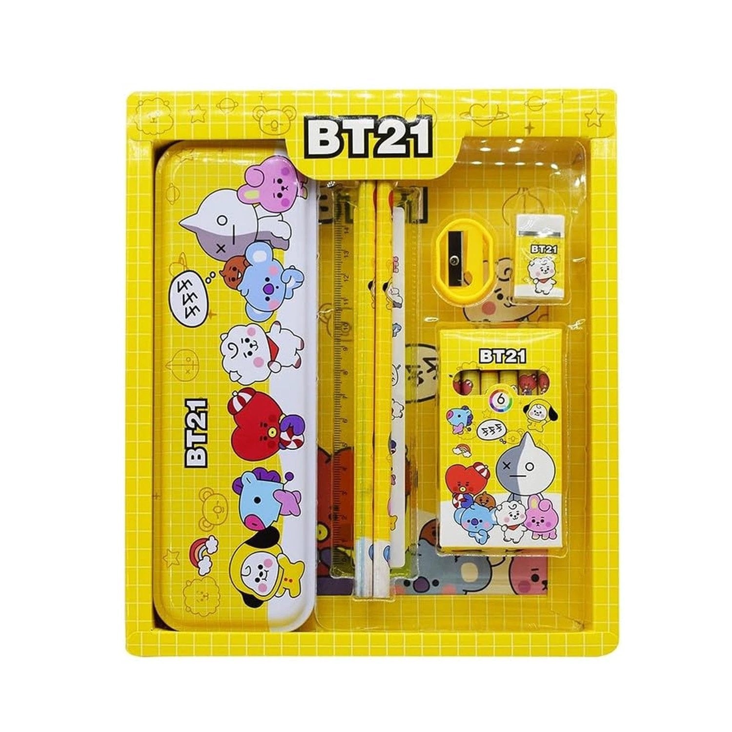 3294 Stationery Kit For Kids - Stationery Set Includes Metal Pencil Box Sharpener Pencil And Eraser Set School Supply Set Birthday Return Gift For Kids Boys Girls (12 Pc Set) - 69KART