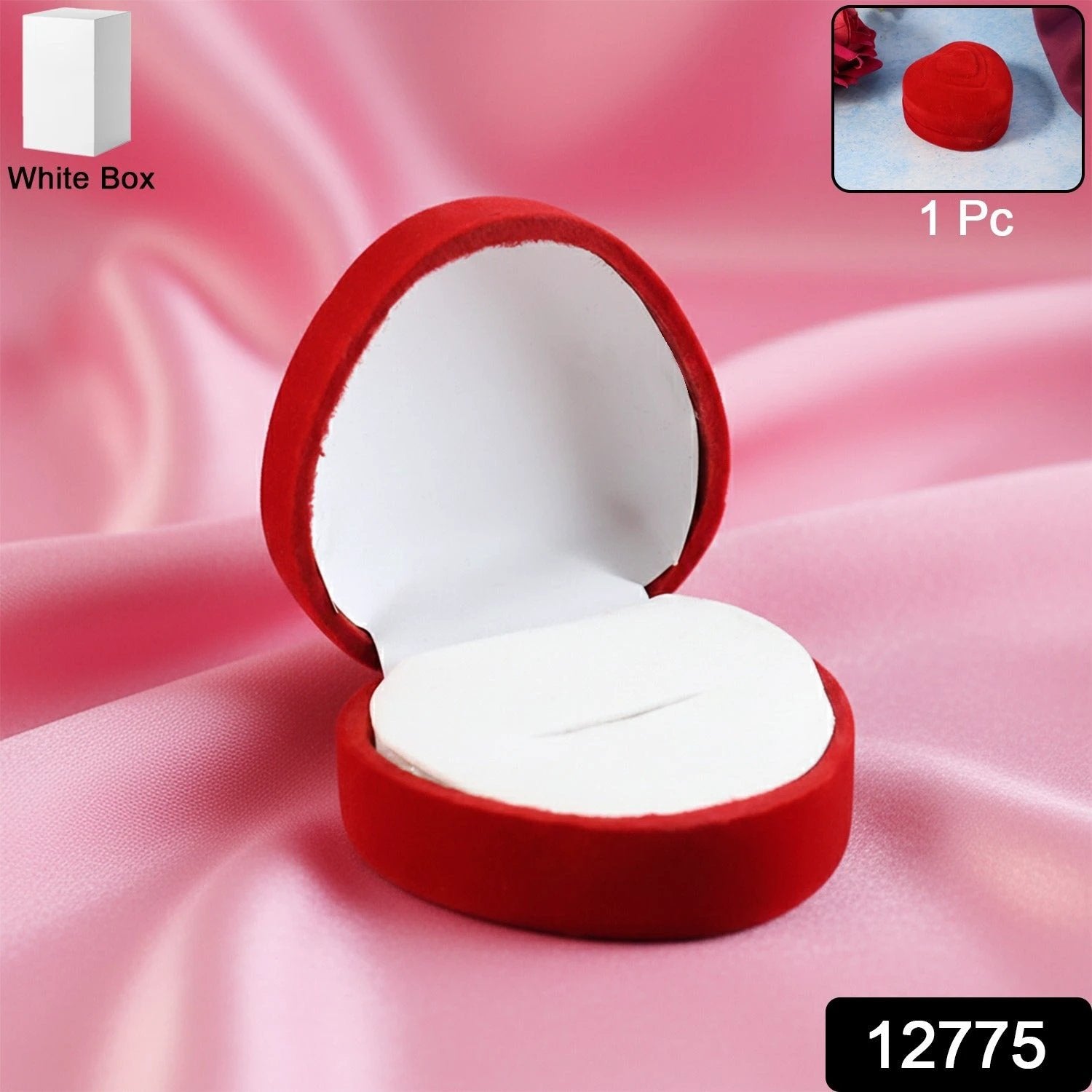 Premium Heart-shaped Velvet Jewellery Ring Box (1 Pc) by Wukusy