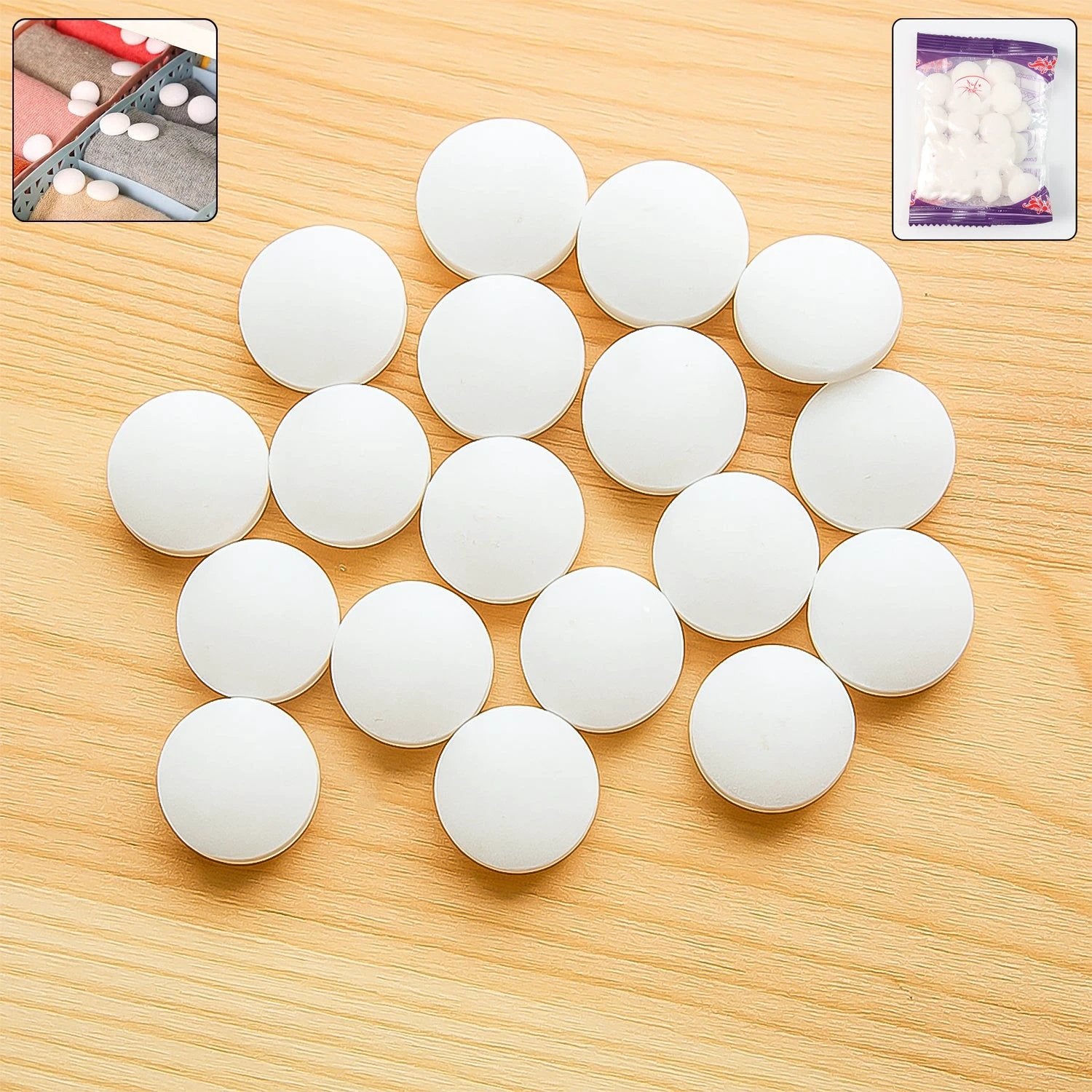 Premium Naphthalene Mothballs Cupboard Deodorizer Tablets (1 Packet 20 Gm) by Wukusy