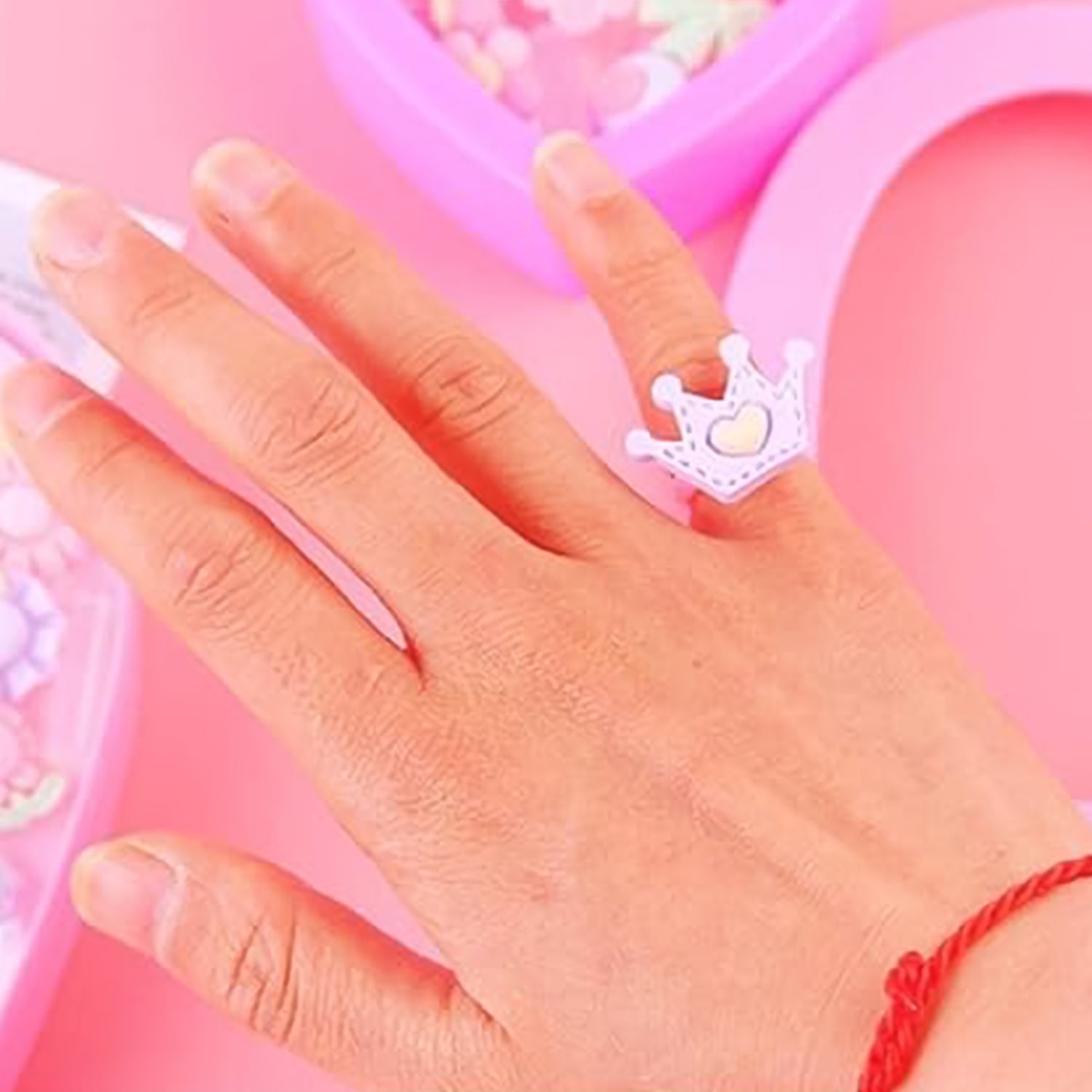 Adorable Playful Decorative Rings For Children In Heart Shaped Storage Box (35 Pcs Aprpox