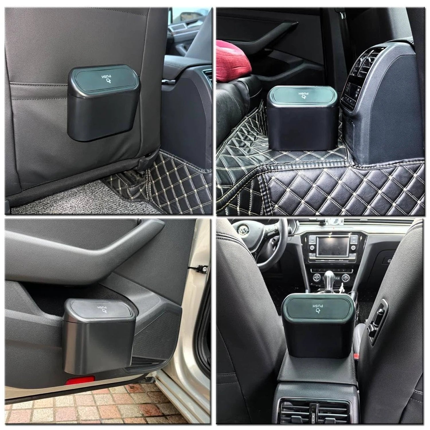 Mini Car Trash Can With Lid Waterproof Car Trash Bin Storage Box (1 Pc) - 69kart