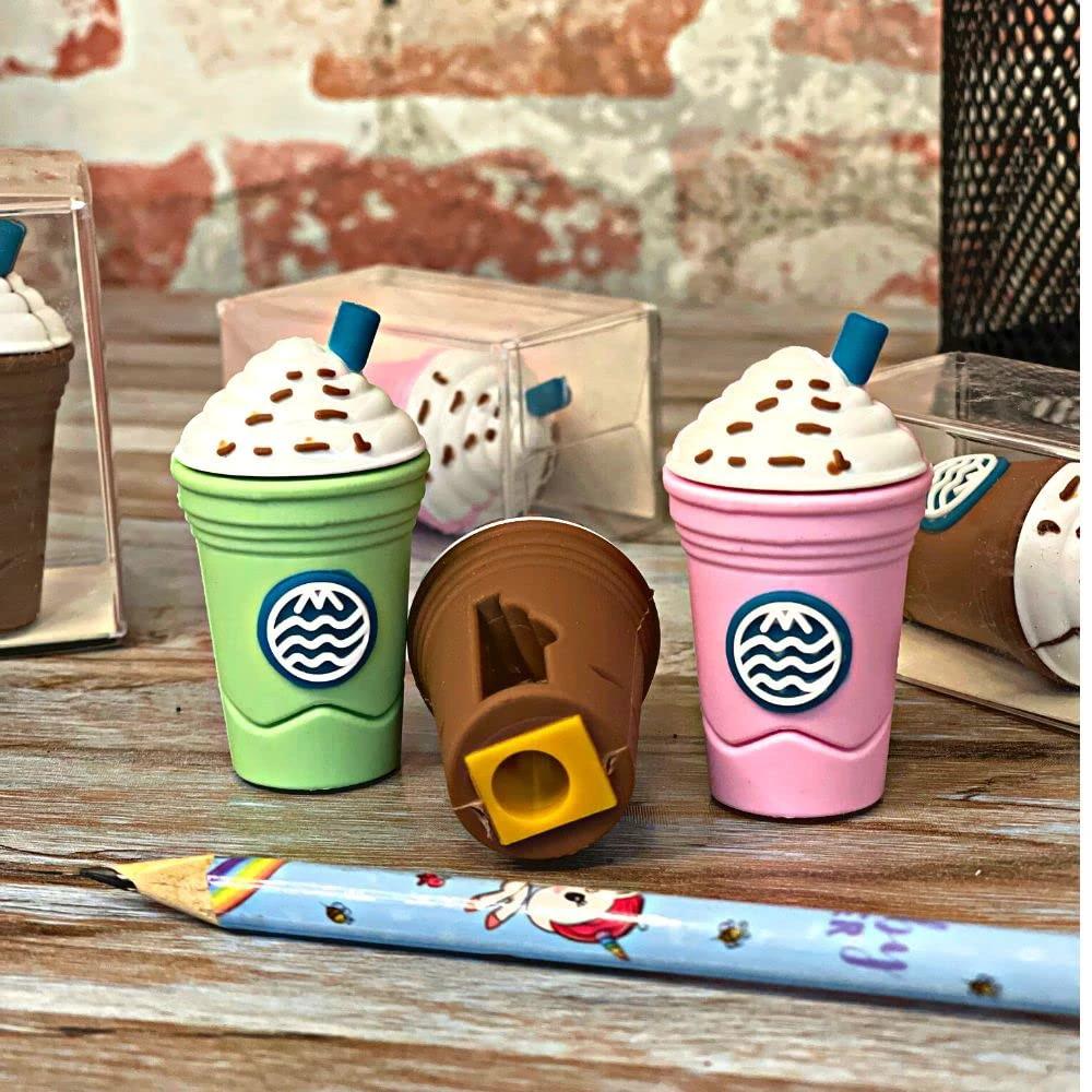 2in1 3d Cute Coffee Or Ice Cream Shape Sharpner Like Rotary Manual Pencil Sharpener For Kids  Ice Cream Style Office School Supplies Back To School Gift For Studentskids Educational Stationary Kit Bday Return Gift - 69KART