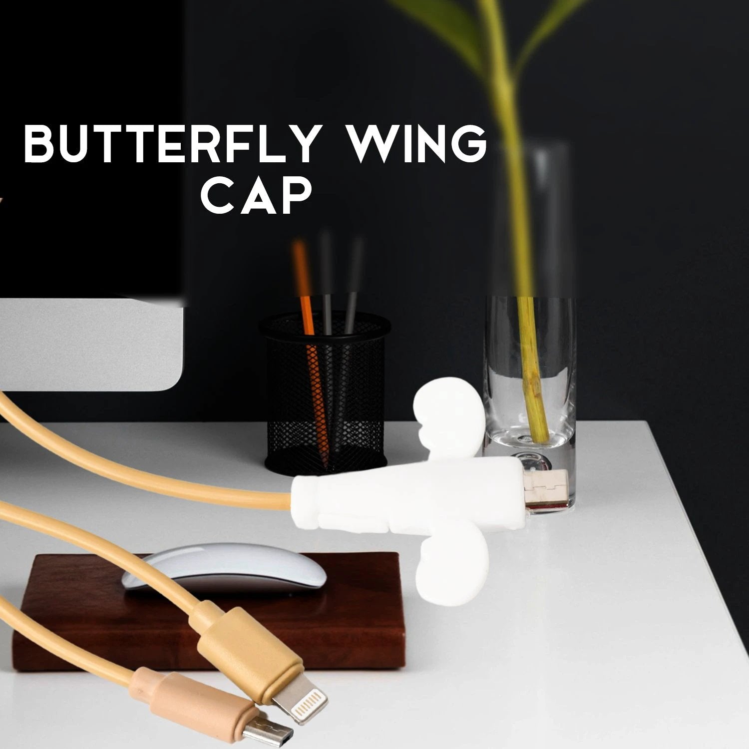 Silicone Data Cable Protector Angel Data Cable Protective Cover 2 In 1 Mobile Phone Cord Earphone Cord Saver Storage Tool - 69KART