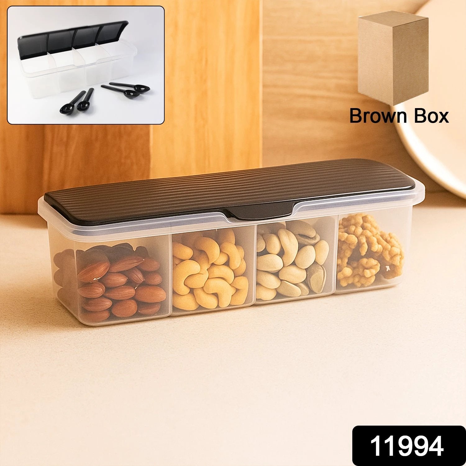 Kitchen Multipurpose Air-tight 4 Sections Storage Containers  Masala Box (1 Set) - 69KART