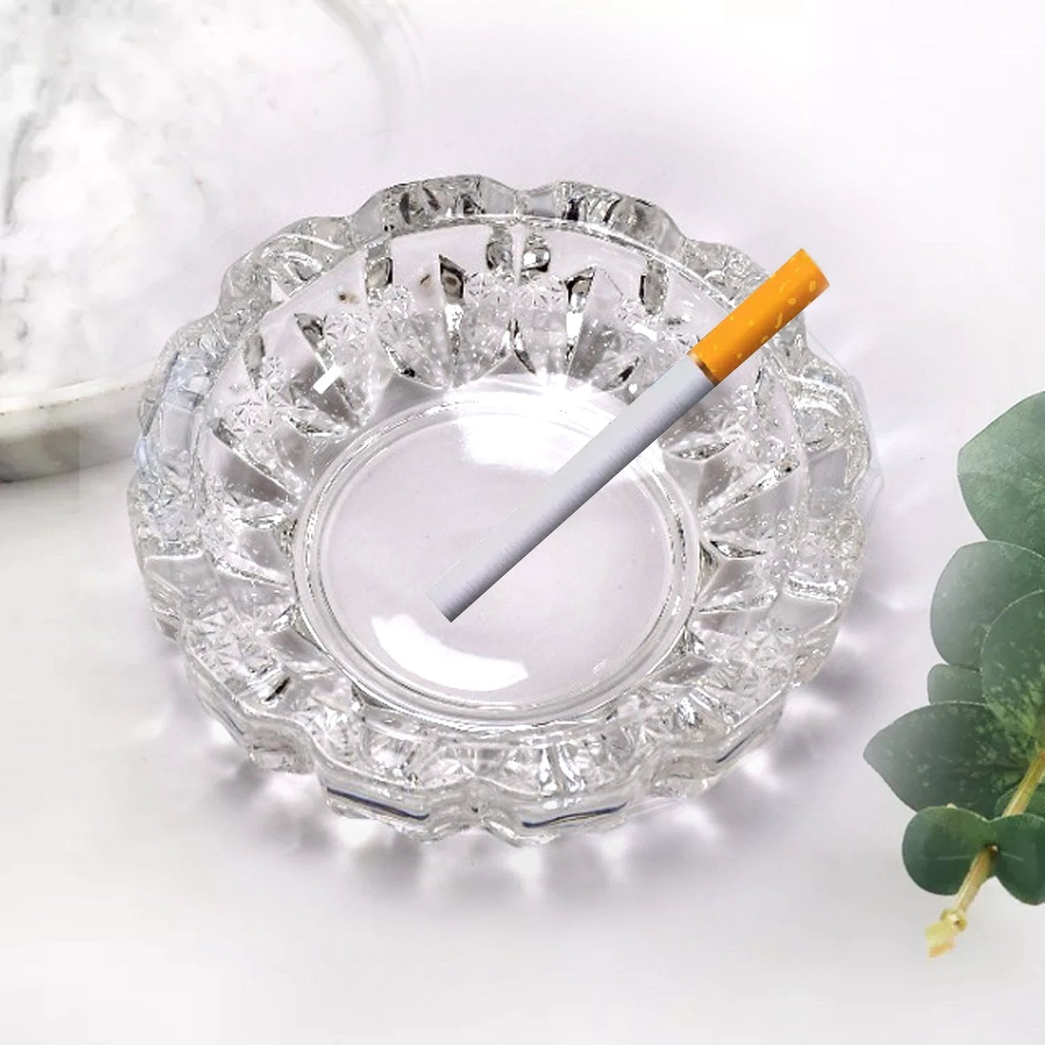 4066 Paricutin Glass Crystal Quality Cigar Cigarette Ashtray Round Tabletop For Home Office Indoor Outdoor Home Decor by Wukusy