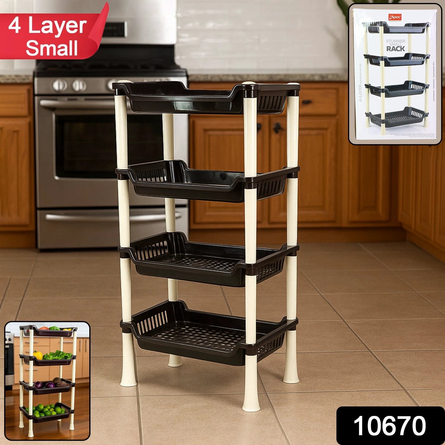 Apex 4-layer Small Multipurpose Plastic Storage Rack by Wukusy
