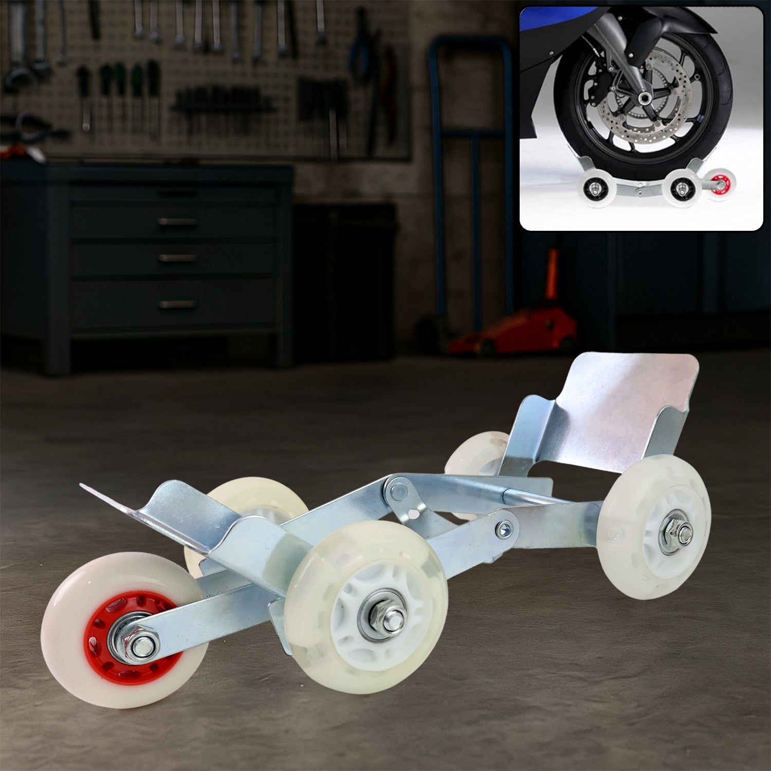 Heavy-duty Motorcycle Front Wheel Parking Roller Stand (1 Pc)