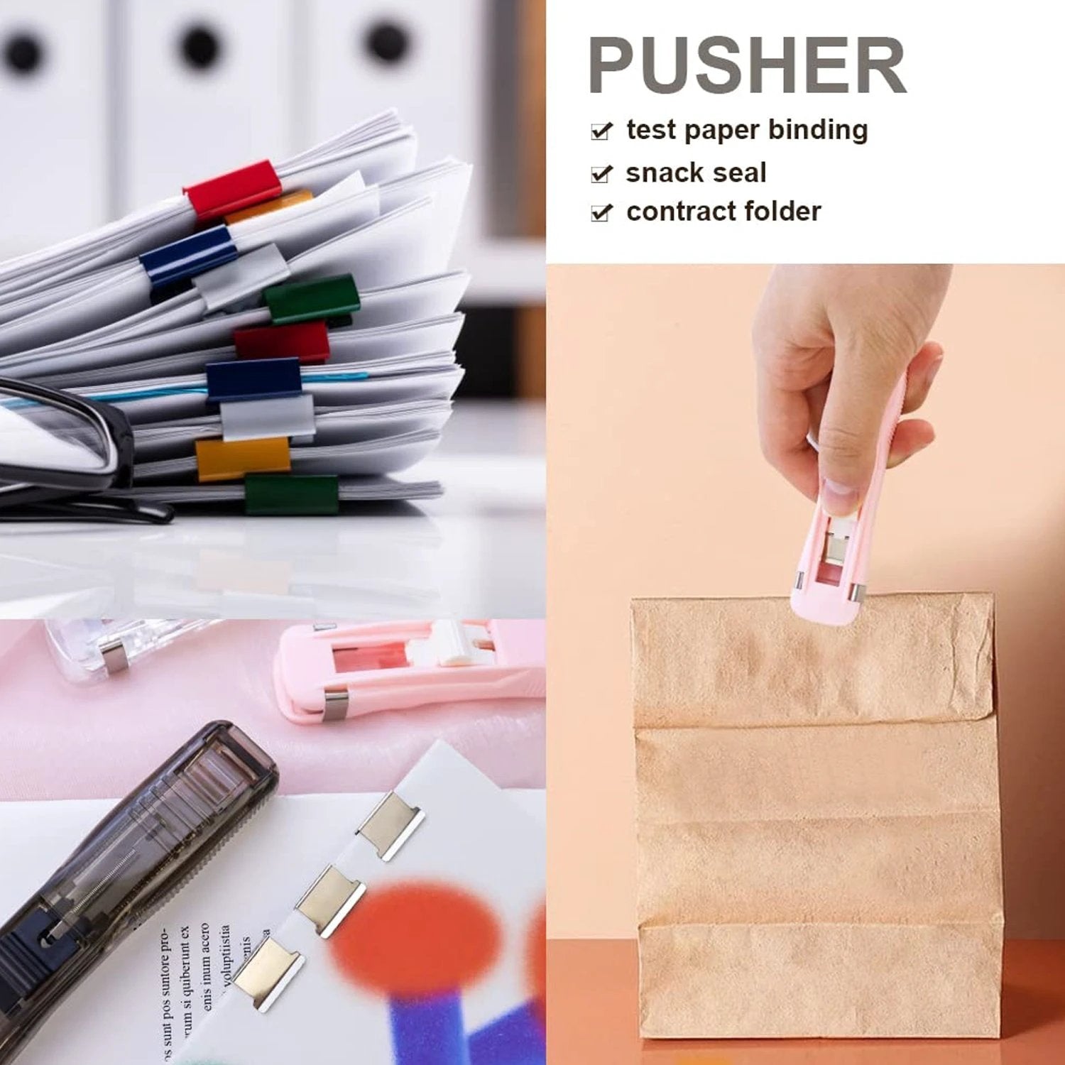 Portable Paper Clamp With 8 Pcs Clip Dispenser Handheld Paper Fast Clam (1 Set) - 69KART