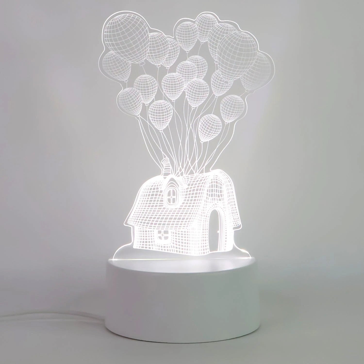 3d Illusion Led Night Lamp With House And Balloons Design by Wukusy