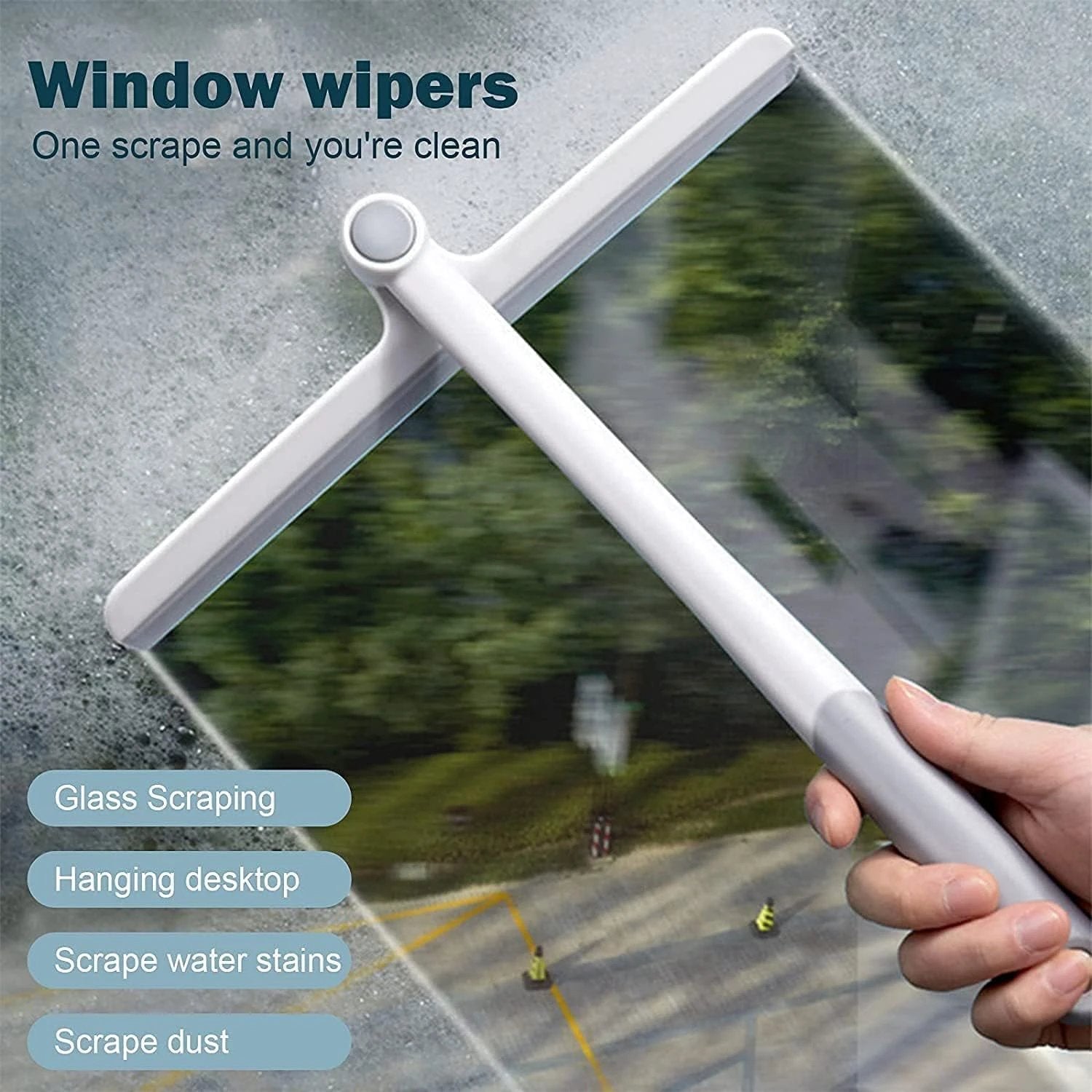 2-in-1 Window Glass Cleaning Wiper With Microfiber Pad by Wukusy