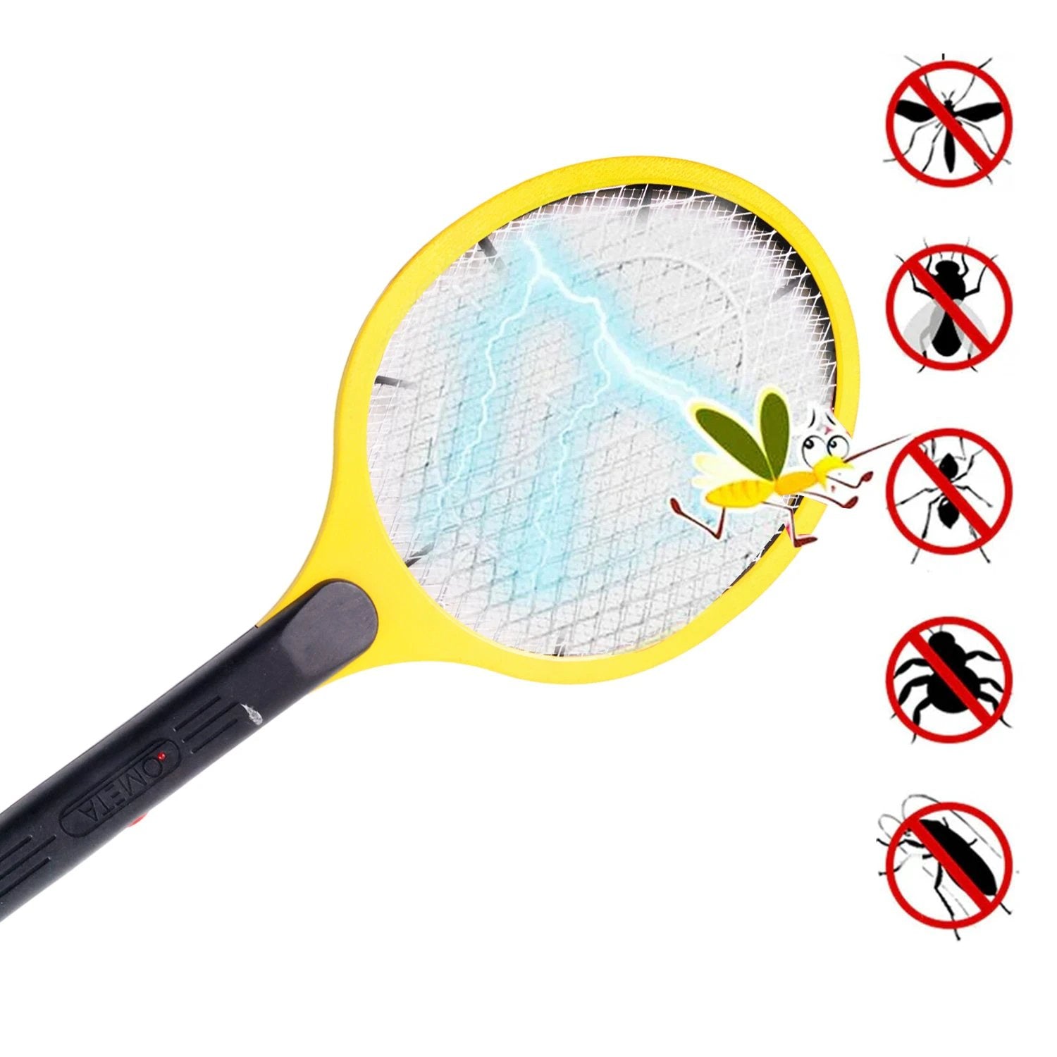 Yellow Rechargeable Electric Mosquito Killer Racket With Cable by Wukusy