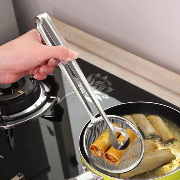 2412 2in1 Stainless Steel Filter Spoon With Clip Food Kitchen Oil-frying Multi-functional by Wukusy