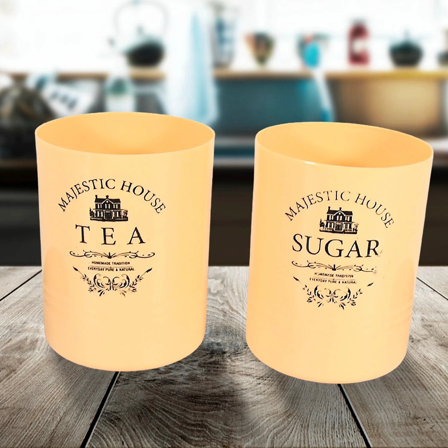 5640 Accurate Seal Tea Sugar Coffee Container Plastic Damru Shaped Tea Coffee Sugar Canisters Jar New Airtight Food Seal Containers For Salt Dry Fruit Grocery 2 Section (800 Ml Approx) by Wukusy