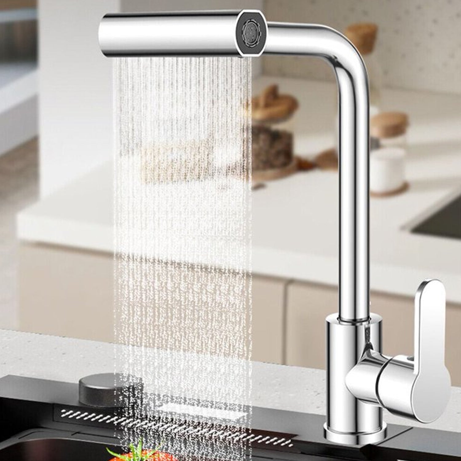 Multifunction Shower Waterfall Kitchen Faucet 360 Rotation Waterfall Kitchen Faucet Touch Kitchen Faucet Faucet Extender For Kitchen Sink Swivel Waterfall Kitchen Faucet For Washing Vegetable Fruit (4 In 1 )