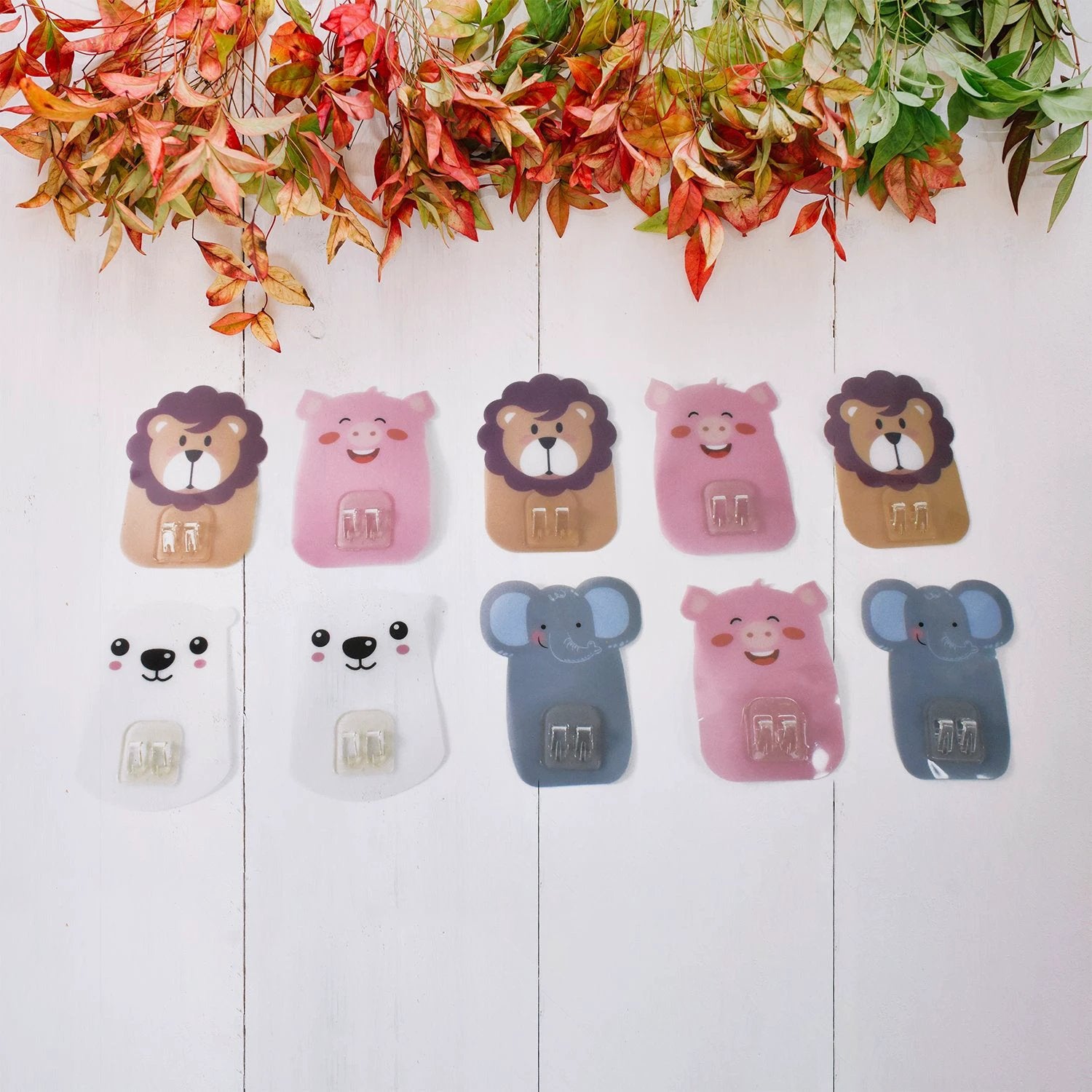 Wall Mounted Cartoon Hooks Self Adhesive Hooks (10 Pcs Set) by Wukusy