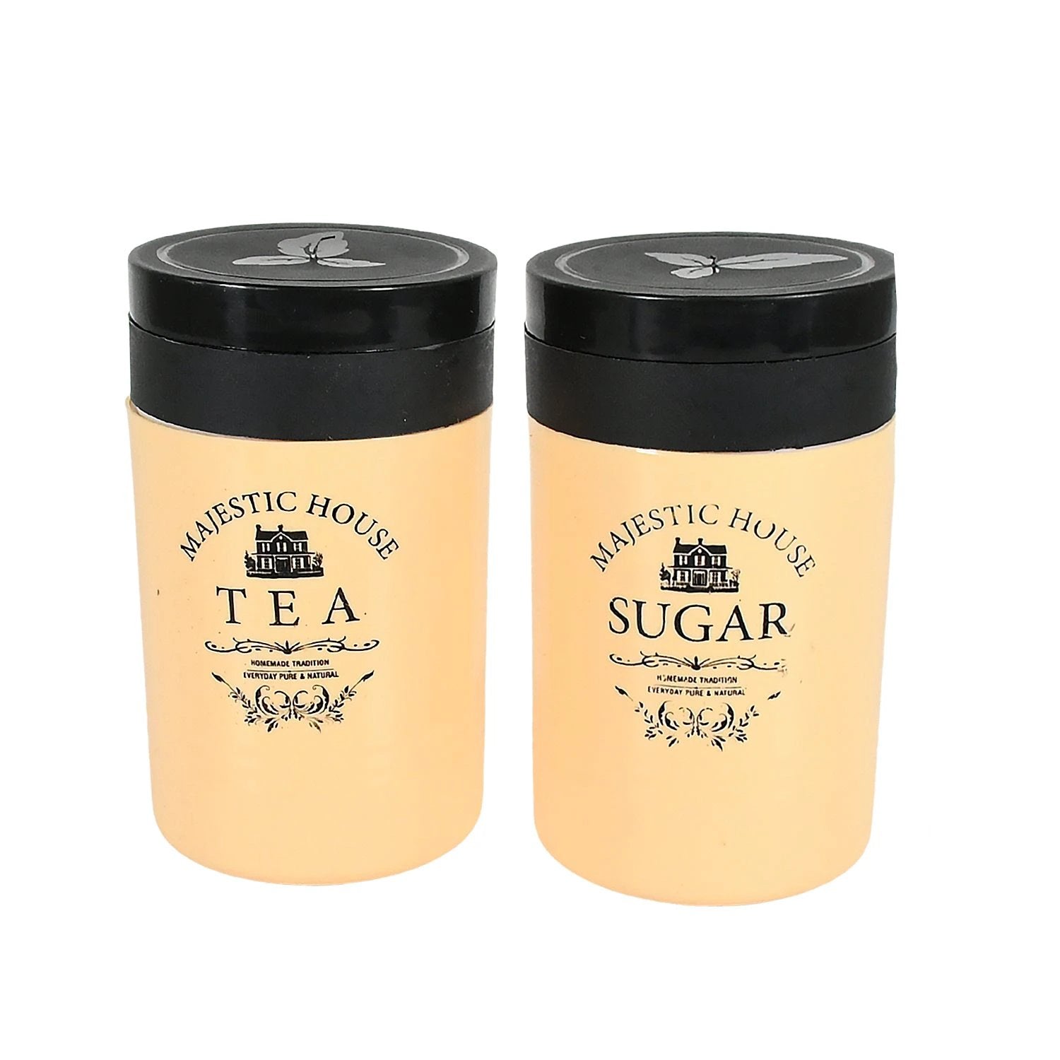 5640 Accurate Seal Tea Sugar Coffee Container Plastic Damru Shaped Tea Coffee Sugar Canisters Jar New Airtight Food Seal Containers For Salt Dry Fruit Grocery 2 Section (800 Ml Approx) by Wukusy