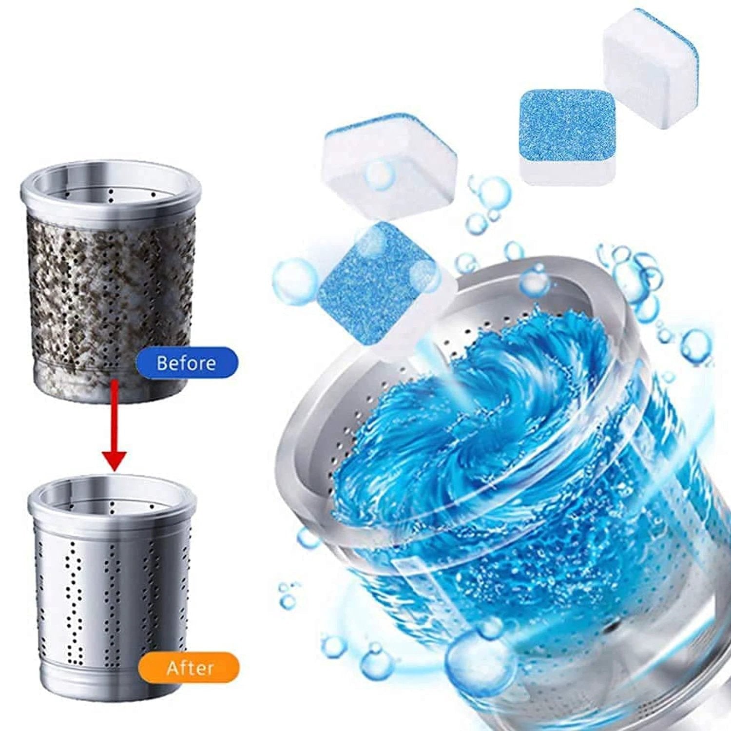 6245 Washing Machine Effervescent Tablet For All Companys Front And Top Load Machine Tablet For Perfectly Cleaning Of Tub Drum Stain Remover Washer Cleaner by Wukusy