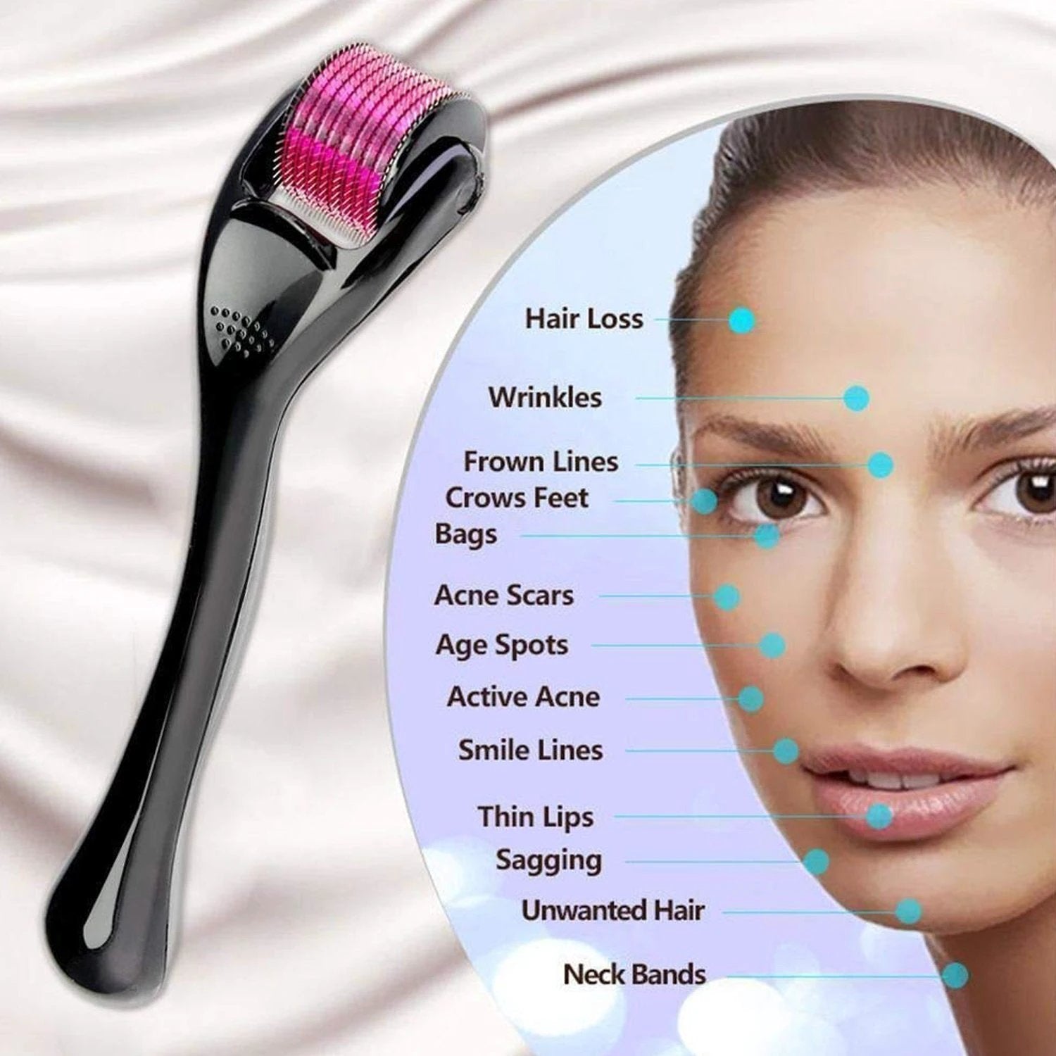 6601 Derma Roller Anti Ageing And Facial Scrubs  Polishes Scar Removal Hair Regrowth (0.75mm) - 69kart