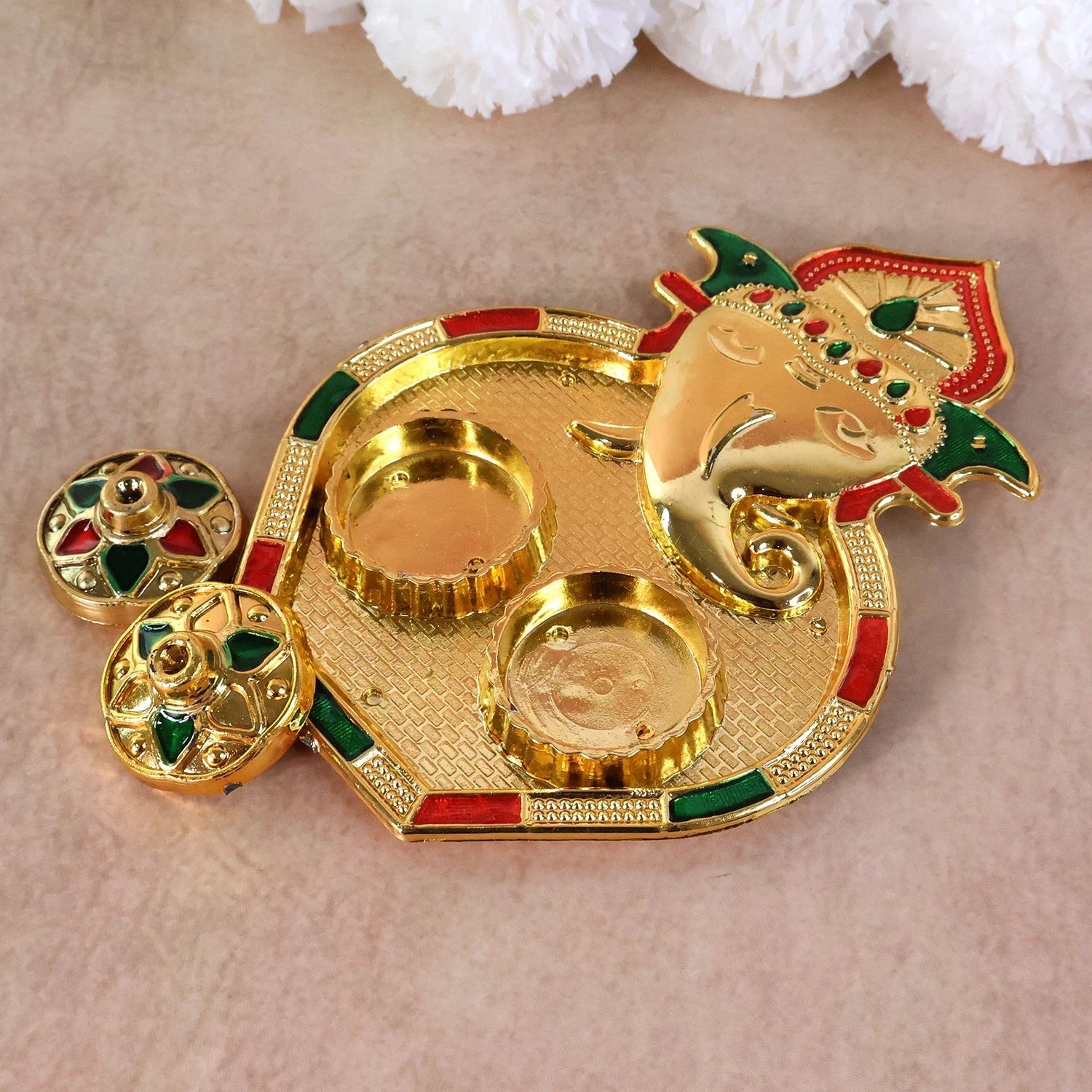 Ganesh Design Decorative Kumkum Box - (1 Pc) - 69kart