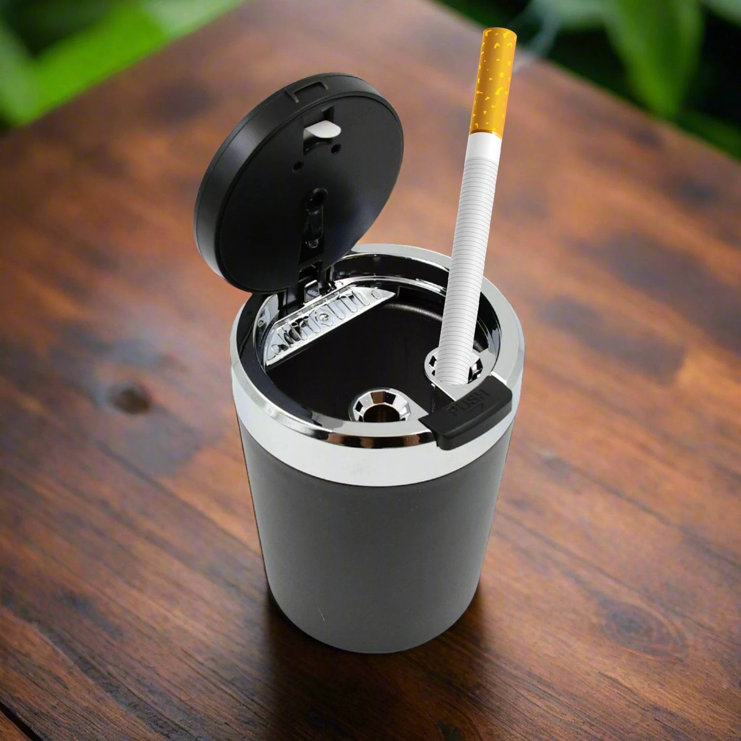 Portable Car Ashtray With Lid And Blue Led Light (1 Pc) - 69kart