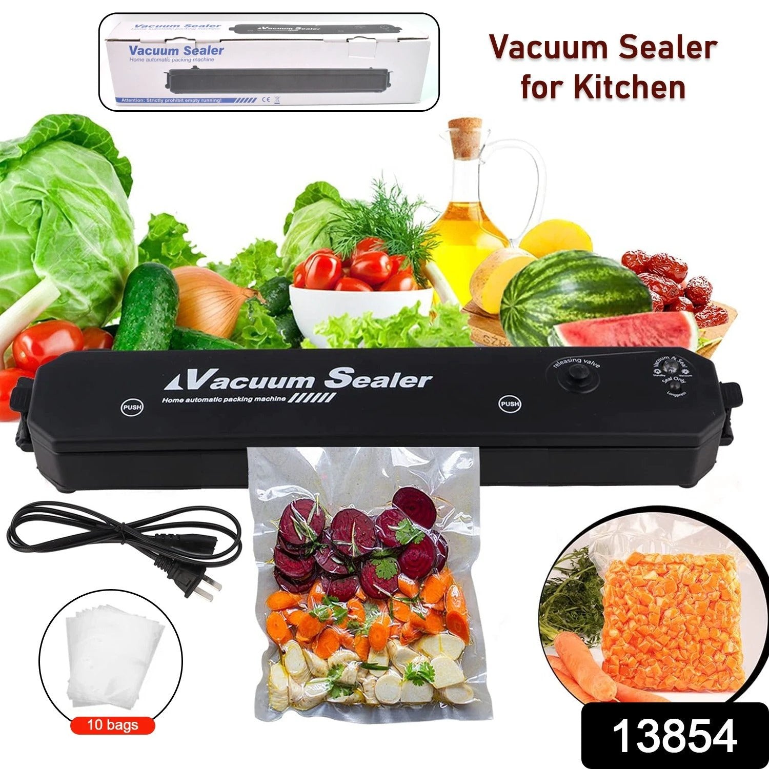Vacuum Sealer Machine With 10 Pcs Bag (1 Set) by Wukusy