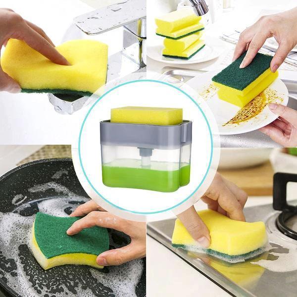 1485 Liquid Soap Dispenser On Countertop With Sponge Holder For Pet by Wukusy