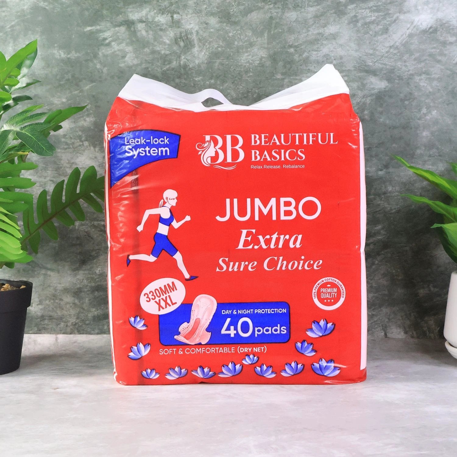 Beautiful Basics Jumbo Extra Sure Choice Sanitary Pads Xxl 330mm (40 Pc) - 69KART