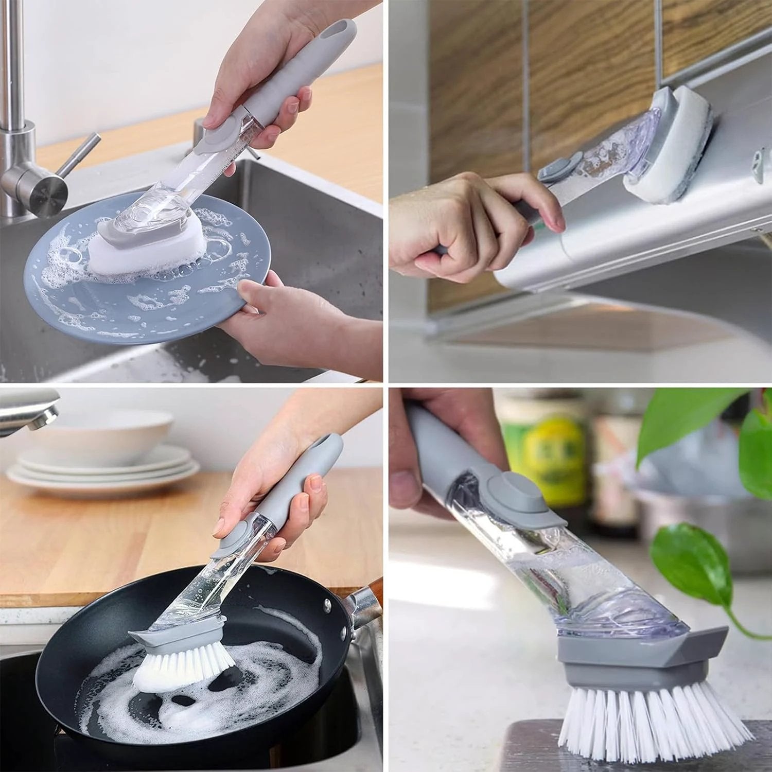 2 In 1 Soap-dispensing Dish Brush - (Set) - 69kart